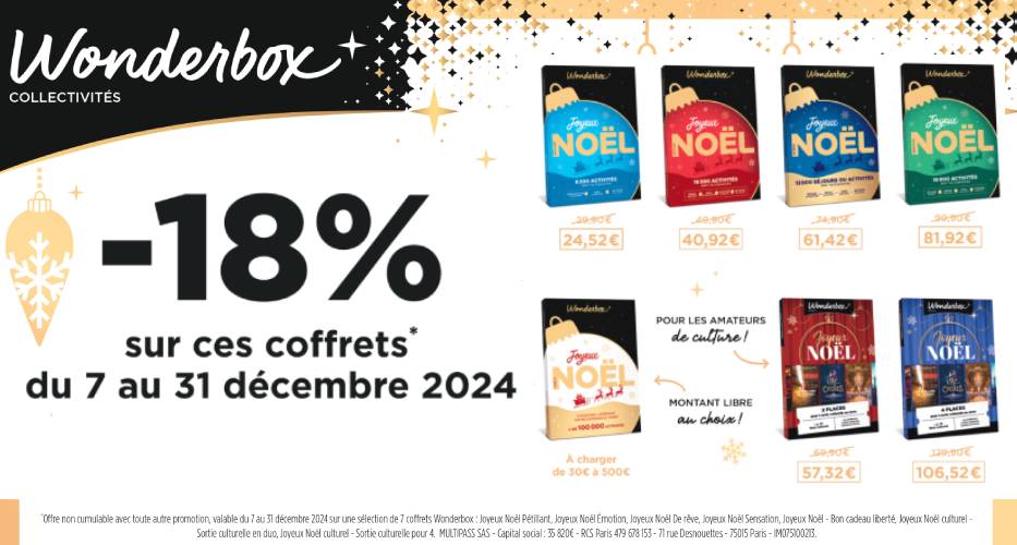 OFFRES NOEL WONDERBOX jusqu’au 31/12/2024