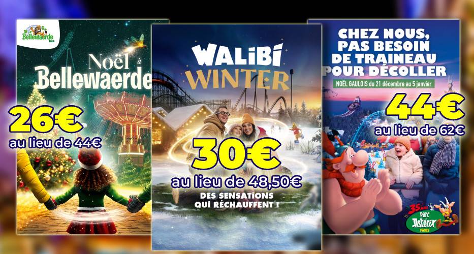 PARC ASTERIX, WALIBI, BELLEWAERDE : 3 offres de Noël dans vos parcs préférés !