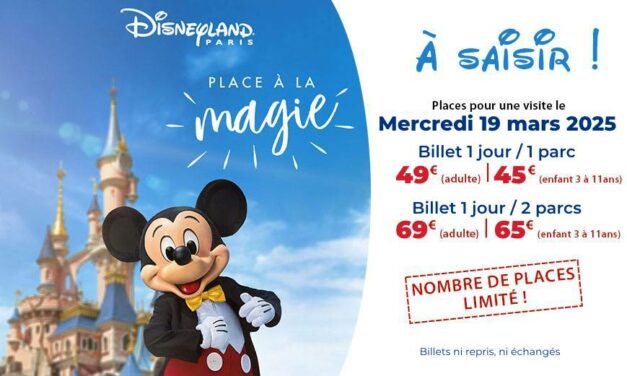 OFFRE EXCLUSIVE Disneyland Paris pour le 19/03/2025 !